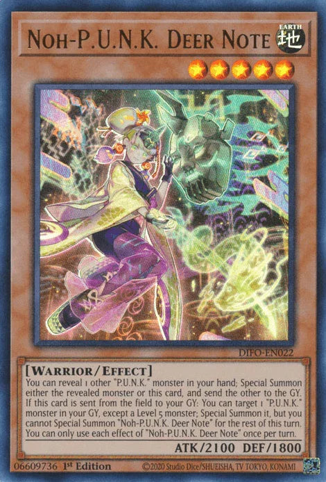 1st Edition, Dimension Force, Earth, Effect Monster, Ultra Rare, Warrior Noh-P.U.N.K. Deer Note [DIFO-EN022] Ultra Rare - Trading Card World