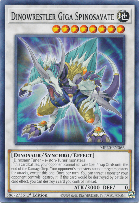 1st Edition, 2020 Tin of Lost Memories, Common, Dragon, Earth, Synchro/Effect Monster Dinowrestler Giga Spinosavate [MP20-EN066] Common - Trading Card World