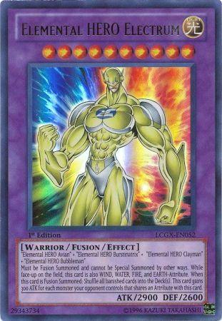 1st Edition, Fusion/Effect Monster, Legendary Collection 2, Light, Ultra Rare, Unlimited, Warrior Elemental HERO Electrum [LCGX-EN052] Ultra Rare - Trading Card World