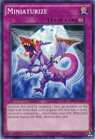 1st Edition, Battle Pack 3: Monster League, Common, Continuous Trap, Trap Miniaturize [BP03-EN206] Common - Trading Card World