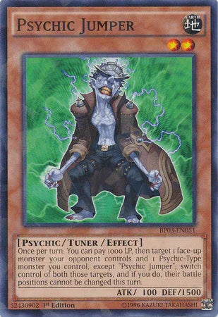 1st Edition, Battle Pack 3: Monster League, Dark, Psychic, Shatterfoil Rare, Tuner/Effect Monster Psychic Jumper [BP03-EN051] Shatterfoil Rare - Trading Card World