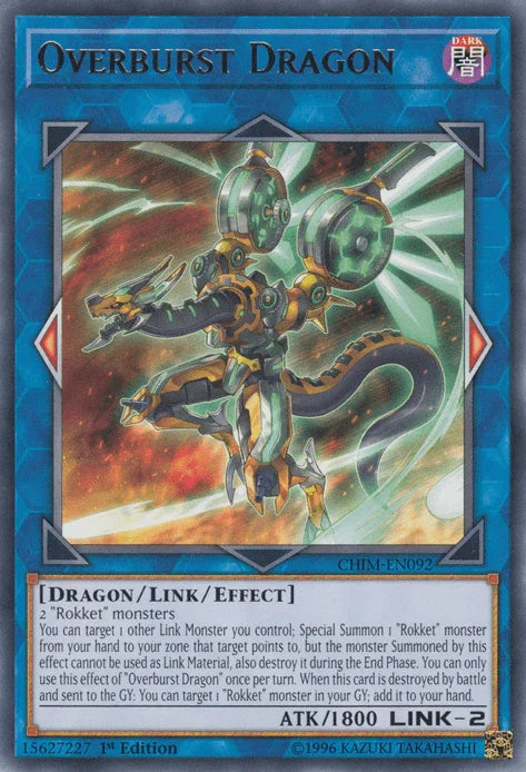 1st Edition, Chaos Impact, Dark, Dragon, Link/Effect Monster, Rare, Unlimited Overburst Dragon [CHIM-EN092] Rare - Trading Card World