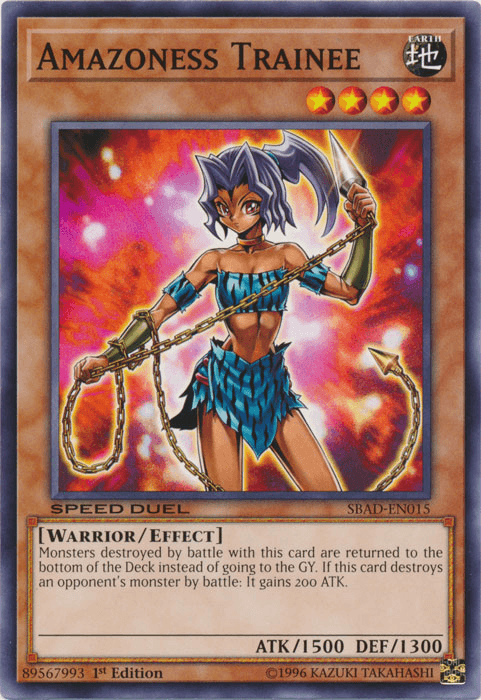 1st Edition, Common, Earth, Effect Monster, Speed Duel: Attack from the Deep, Warrior Amazoness Trainee [SBAD-EN015] Common - Trading Card World