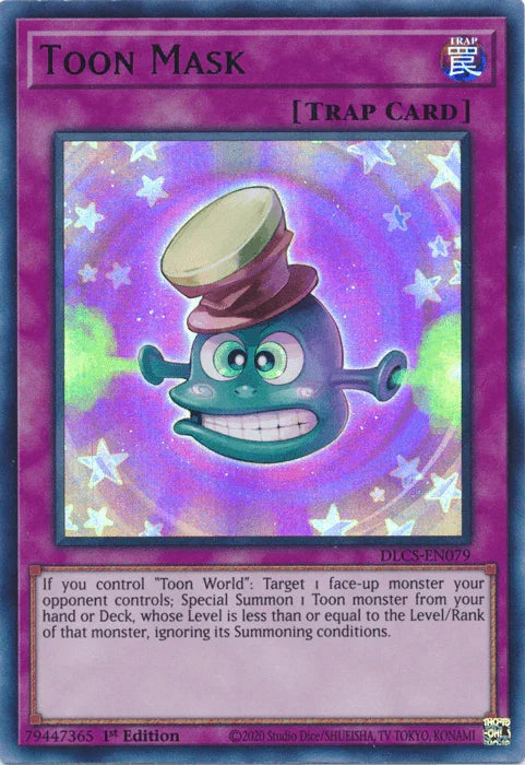 1st Edition, Dragons of Legend: The Complete Series, Normal Trap, Trap, Ultra Rare Toon Mask (Green) [DLCS-EN079] Ultra Rare - Trading Card World