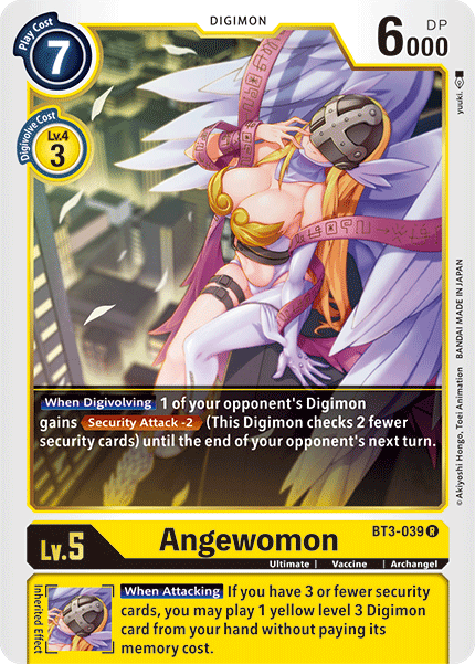 Anchangel, BT3-039, Digimon, Rare, Release Special Booster Ver.1.5, Ultimate, Vaccine, Yellow Angewomon [BT3-039] [Release Special Booster Ver.1.5] - Trading Card World