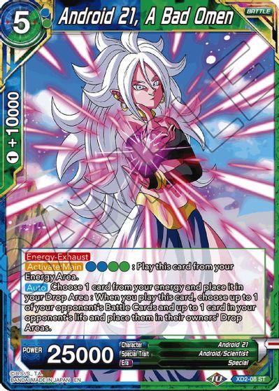 Android 21, Android Scientist, Battle, Battle Evolution Booster, Blue/Green, Normal, Parallel Foil, Special, Uncommon, XD2-08 Android 21, A Bad Omen (Reprint) (XD2-08) [Battle Evolution Booster] - Trading Card World