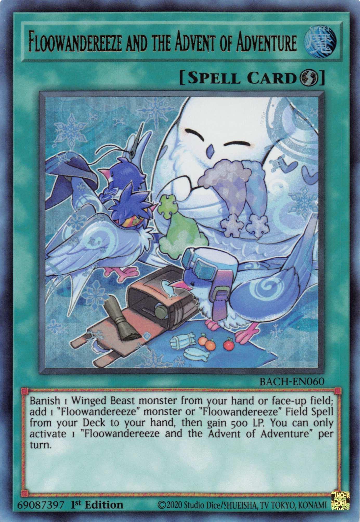 1st Edition, Battle of Chaos, Quick-Play Spell, Spell, Ultra Rare Floowandereeze and the Advent of Adventure [BACH-EN060] Ultra Rare - Trading Card World