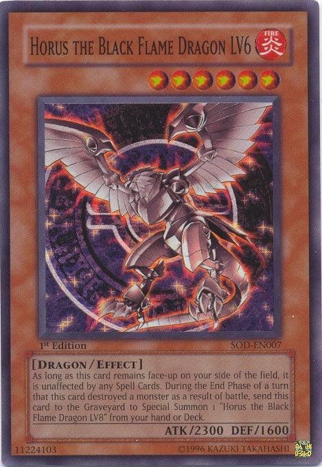 1st Edition, Dragon, Effect Monster, Fire, Soul of the Duelist, Super Rare, Unlimited Horus the Black Flame Dragon LV6 [SOD-EN007] Super Rare - Trading Card World