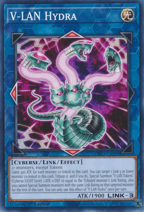 1st Edition, Common, Cyberse, Dimension Force, Light, Link/Effect Monster V-LAN Hydra [DIFO-EN099] Common - Trading Card World