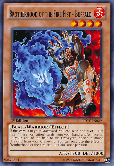 1st Edition, Beast-Warrior, Effect Monster, Fire, Lord of the Tachyon Galaxy, Rare, Unlimited Brotherhood of the Fire Fist - Buffalo [LTGY-EN029] Rare - Trading Card World