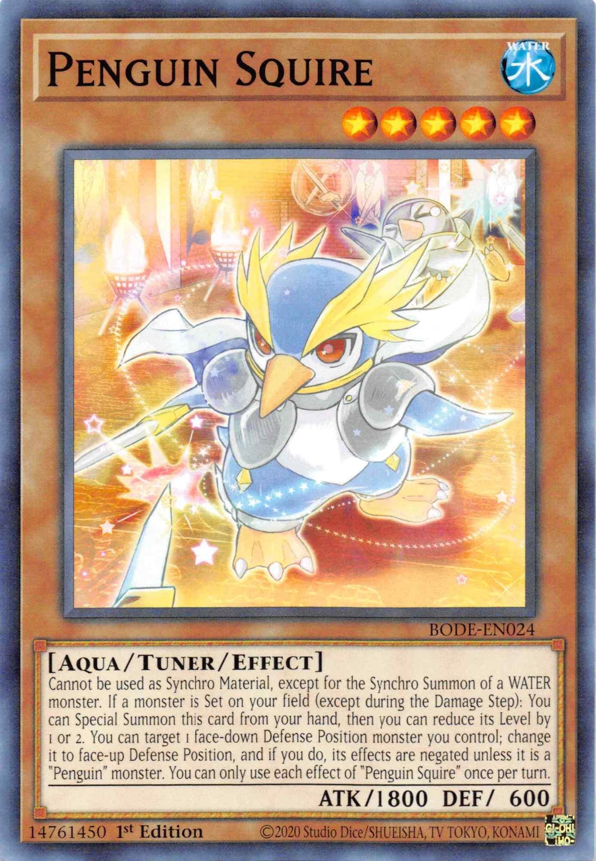 1st Edition, Aqua, Burst of Destiny, Common, Tuner/Effect Monster, Water Penguin Squire [BODE-EN024] Common - Trading Card World