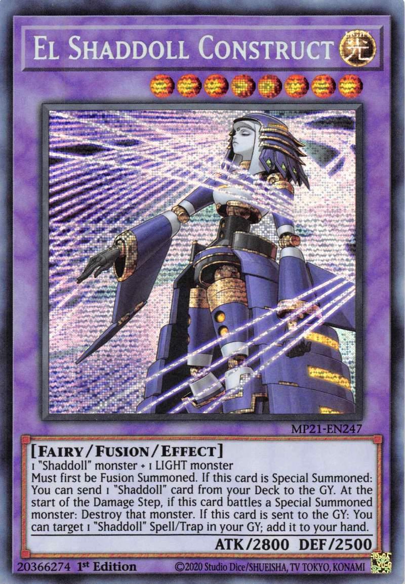 1st Edition, 2021 Tin of Ancient Battles, Fairy, Fusion/Effect Monster, Light, Prismatic Secret Rare El Shaddoll Construct (Alternate Art) [MP21-EN247] Prismatic Secret Rare - Trading Card World