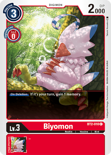 Bird, BT2-010, Common, Digimon, Red, Release Special Booster Ver.1.5, Rookie, Vaccine Biyomon [BT2-010] [Release Special Booster Ver.1.5] - Trading Card World
