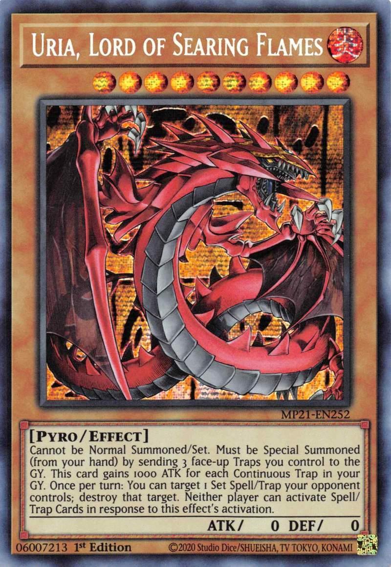 1st Edition, 2021 Tin of Ancient Battles, Effect Monster, Fire, Prismatic Secret Rare, Pyro Uria, Lord of Searing Flames [MP21-EN252] Prismatic Secret Rare - Trading Card World