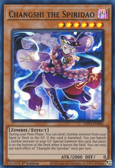 1st Edition, Dark, Dimension Force, Effect Monster, Super Rare, Zombie Changshi the Spiridao [DIFO-EN096] Super Rare - Trading Card World