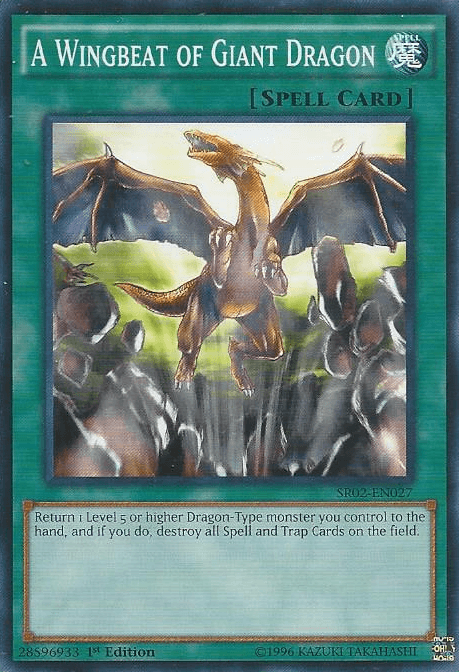 1st Edition, Common, Normal Spell, Spell, Structure Deck: Rise of the True Dragons A Wingbeat of Giant Dragon [SR02-EN027] Common - Trading Card World