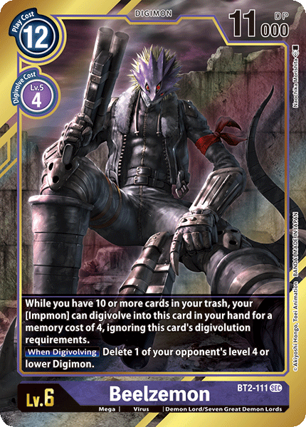 BT2-111, Demon Lord/Seven Great Demon Lords, Digimon, Mega, Purple, Release Special Booster Ver.1.0, Secret Rare, Virus Beelzemon [BT2-111] (Alternate Art) [Release Special Booster Ver.1.0] - Trading Card World