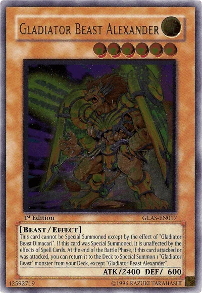 1st Edition, Beast, Effect Monster, Gladiator's Assault, Light, Ultimate Rare, Unlimited Gladiator Beast Alexander [GLAS-EN017] Ultimate Rare - Trading Card World