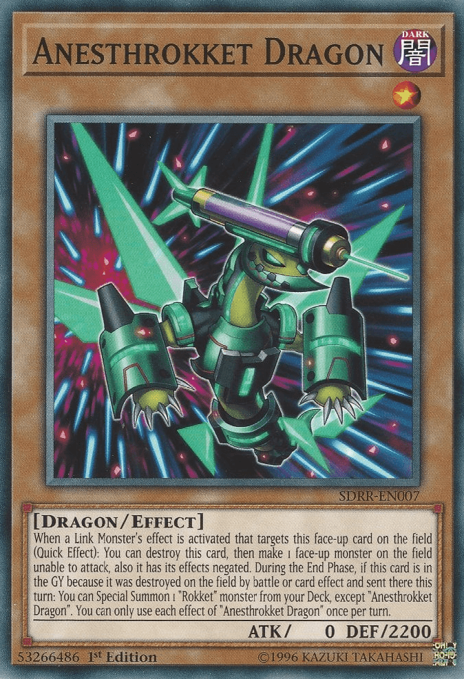1st Edition, Common, Dark, Dragon, Effect Monster, Structure Deck: Rokket Revolt Anesthrokket Dragon [SDRR-EN007] Common - Trading Card World