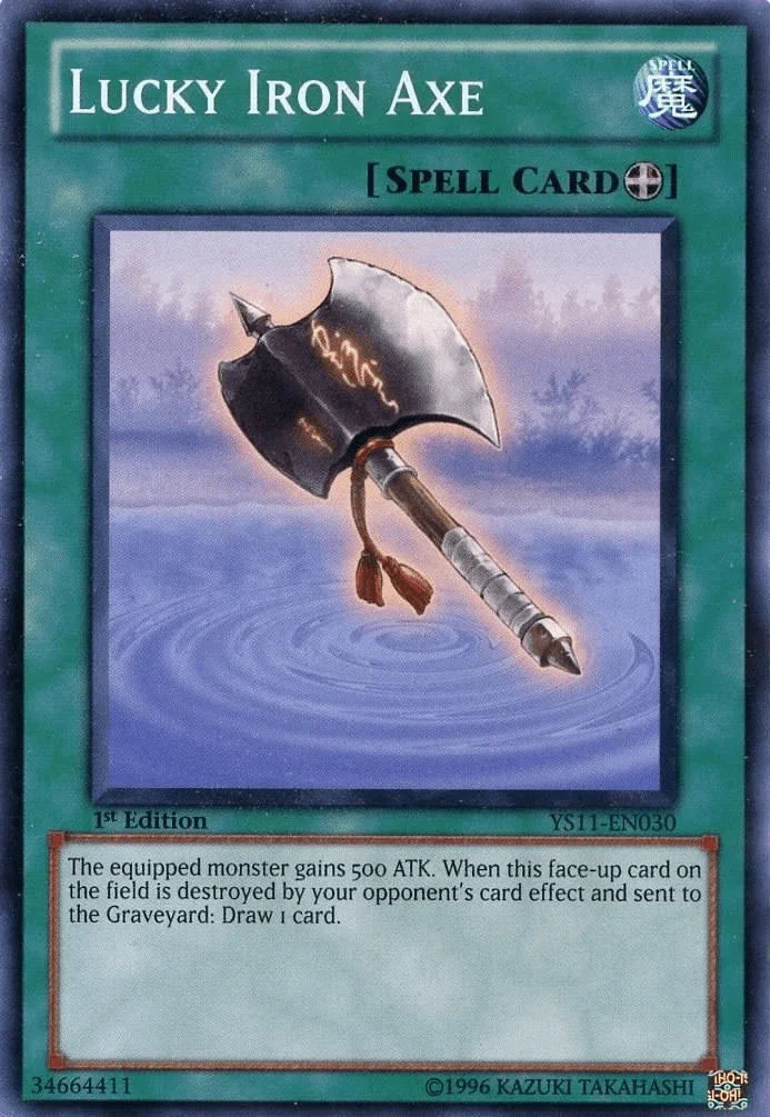 1st Edition, Common, Equip Spell, Spell, Starter Deck: Dawn of the Xyz Lucky Iron Axe [YS11-EN030] Common - Trading Card World