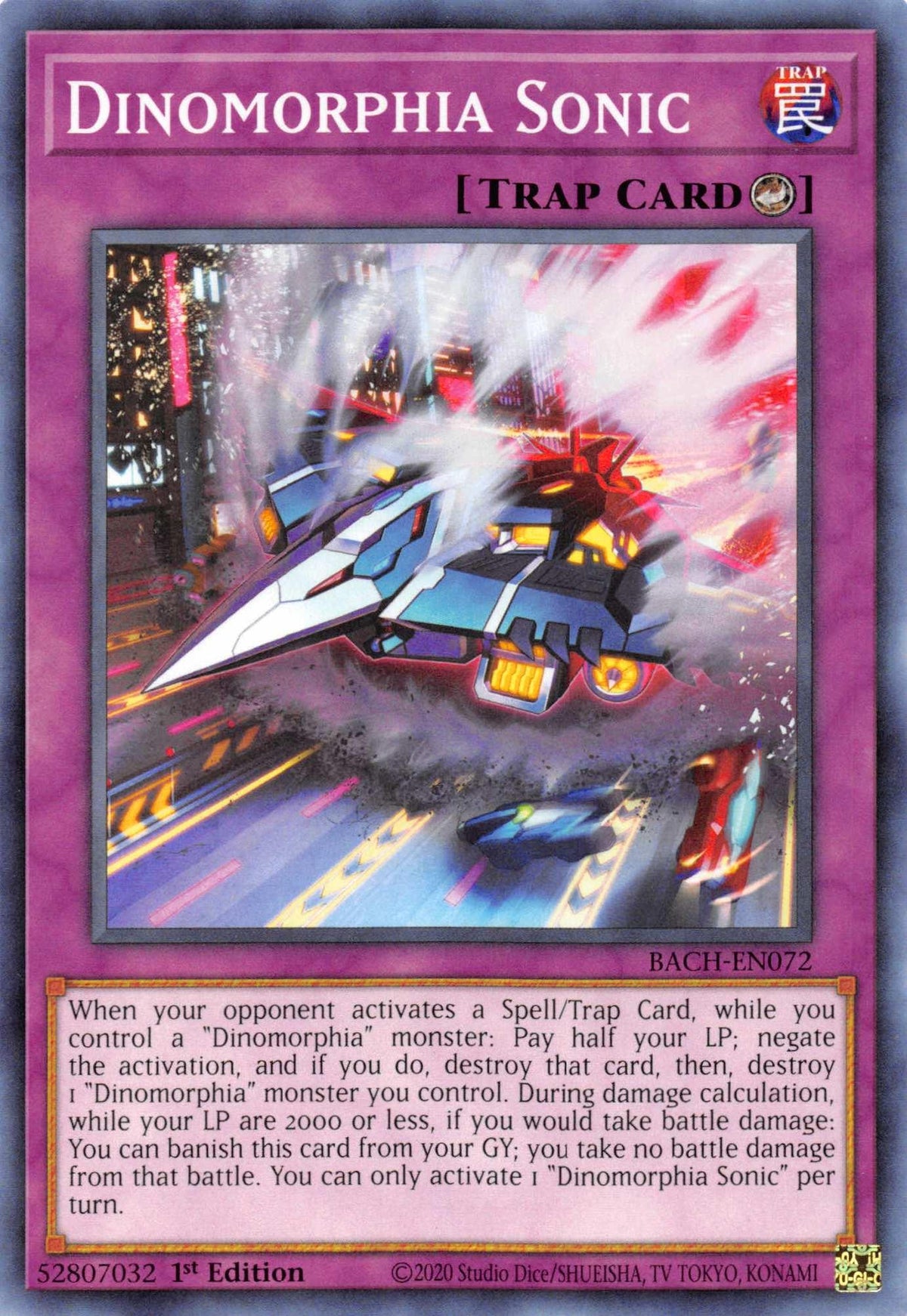 1st Edition, Battle of Chaos, Common, Counter Trap, Trap Dinomorphia Sonic [BACH-EN072] Common - Trading Card World