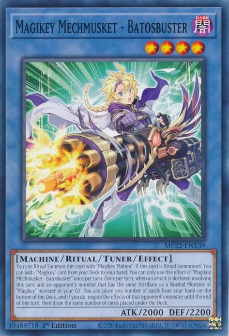 1st Edition, 2022 Tin of the Pharaoh's Gods, Common, Dark, Machine, Tuner/Ritual/Effect Monster Magikey Mechmusket - Batosbuster [MP22-EN139] Common - Trading Card World