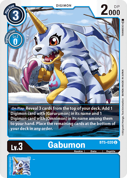 Battle of Omni, Blue, BT5-020, Data, Digimon, Reptile, Rookie, Uncommon Gabumon [BT5-020] [Battle of Omni] - Trading Card World