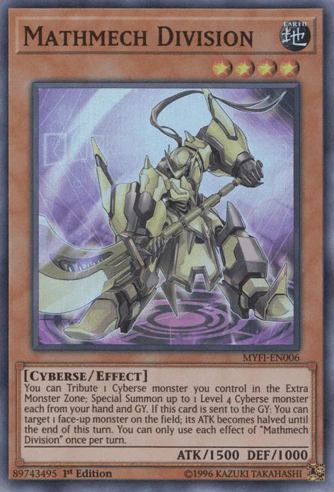 1st Edition, Cyberse, Earth, Effect Monster, Mystic Fighters, Super Rare Mathmech Division [MYFI-EN006] Super Rare - Trading Card World