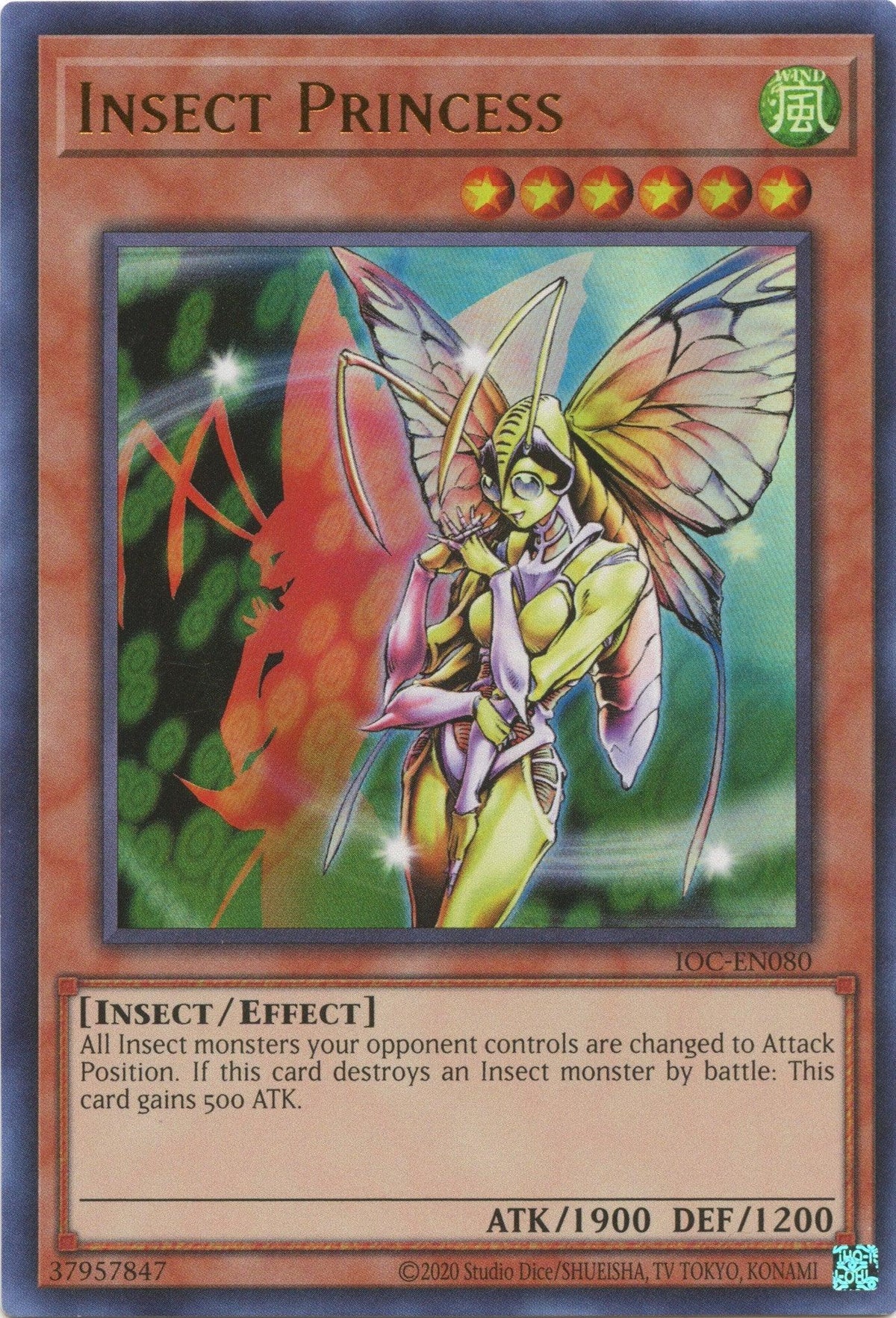 Effect Monster, Insect, Invasion of Chaos (25th Anniversary Edition), Ultra Rare, Unlimited, Wind Insect Princess (25th Anniversary) [IOC-EN080] Ultra Rare - Trading Card World