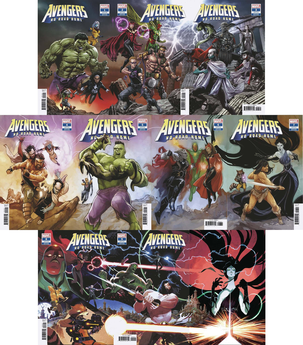 AVENGERS NO ROAD HOME Mico Suayan Phil Noto Connecting Variant Set 1 2 3 4 5 6 7 8 9 10 (04/2019) Marvel