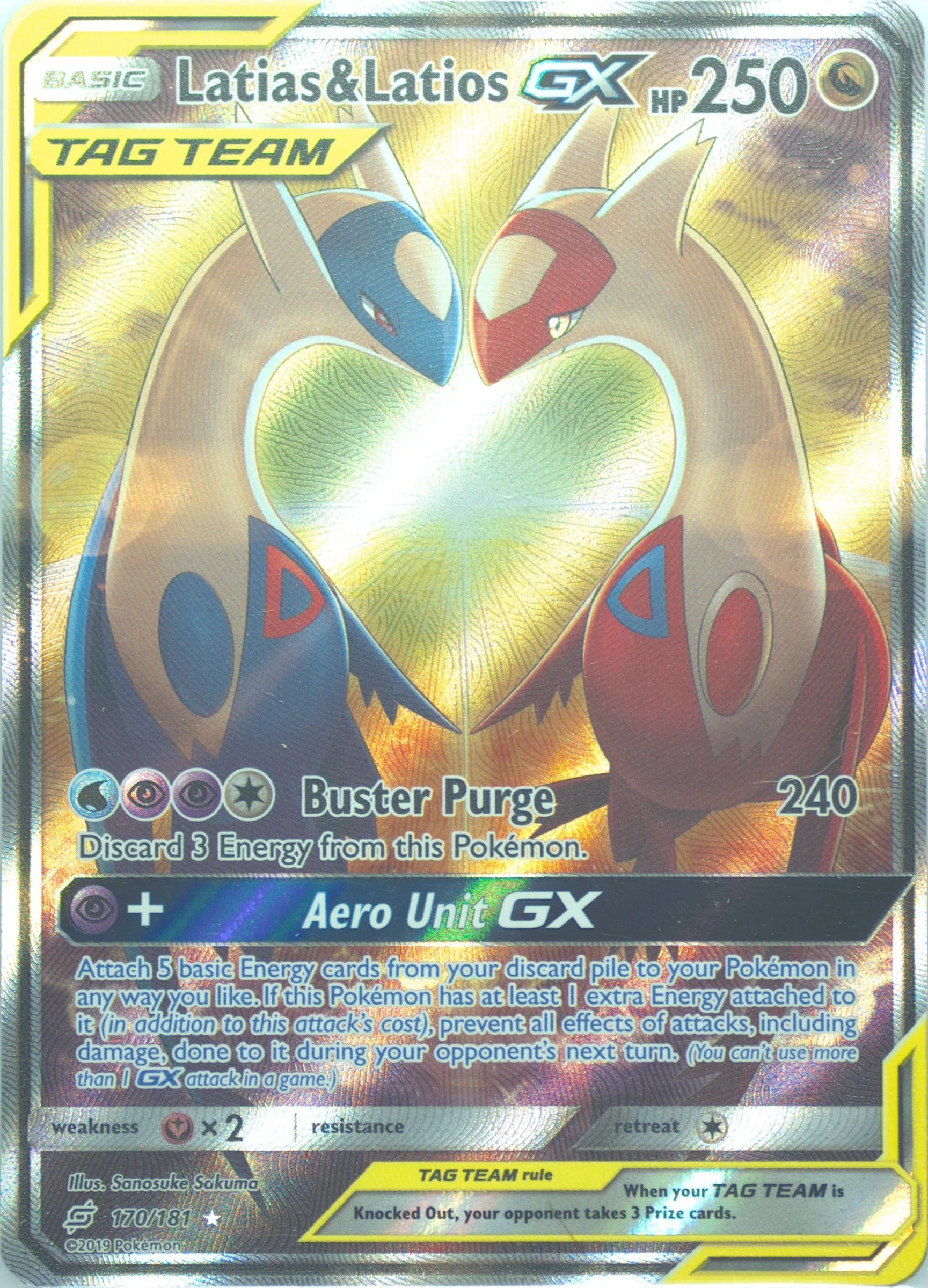 PSA 7 Fa / Latias & Latios Gx Team Up #170 · Team Up · 2019 — front