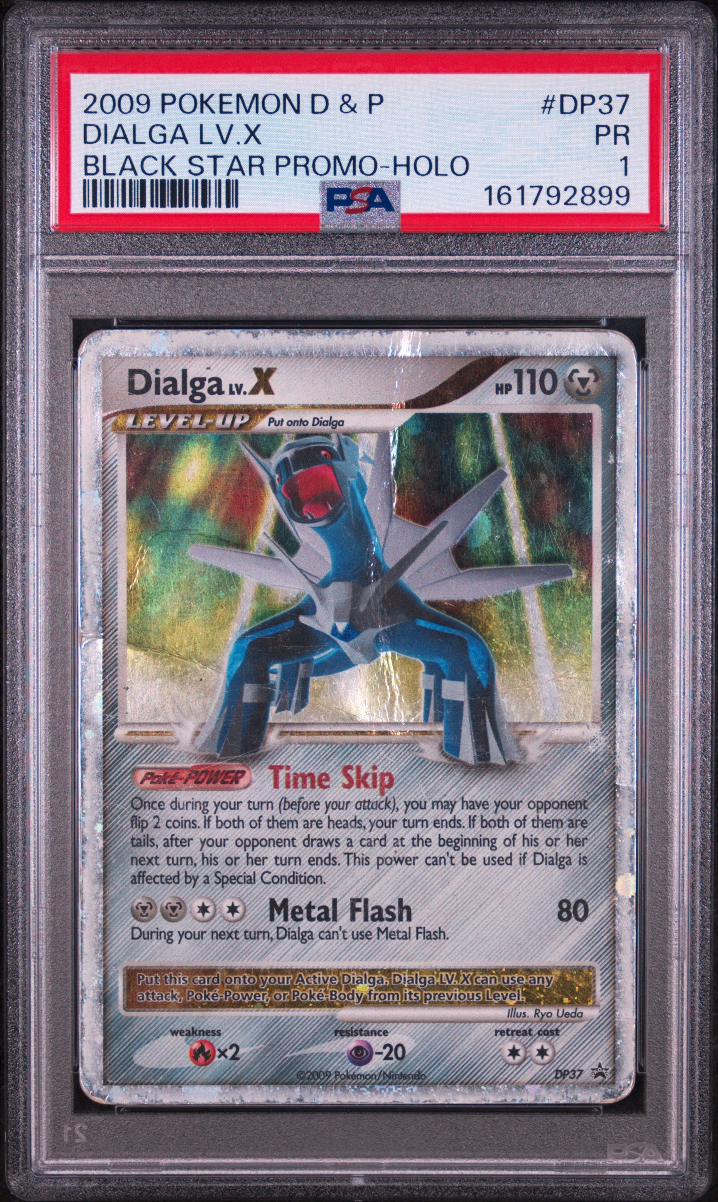 PSA 1 Dialga LV.X Black Star #DP37 · Diamond & Pearl Black Star Promos · 2009 — front
