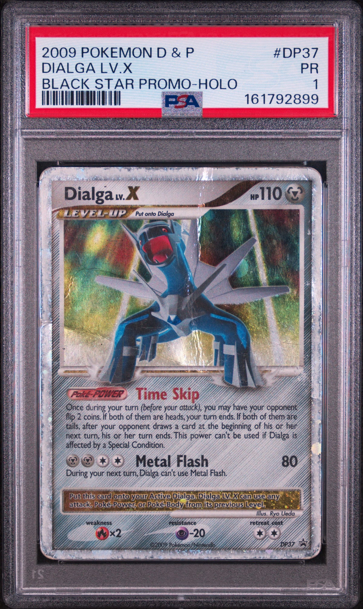PSA 1 Dialga LV.X Black Star #DP37 · Diamond & Pearl Black Star Promos · 2009 — front