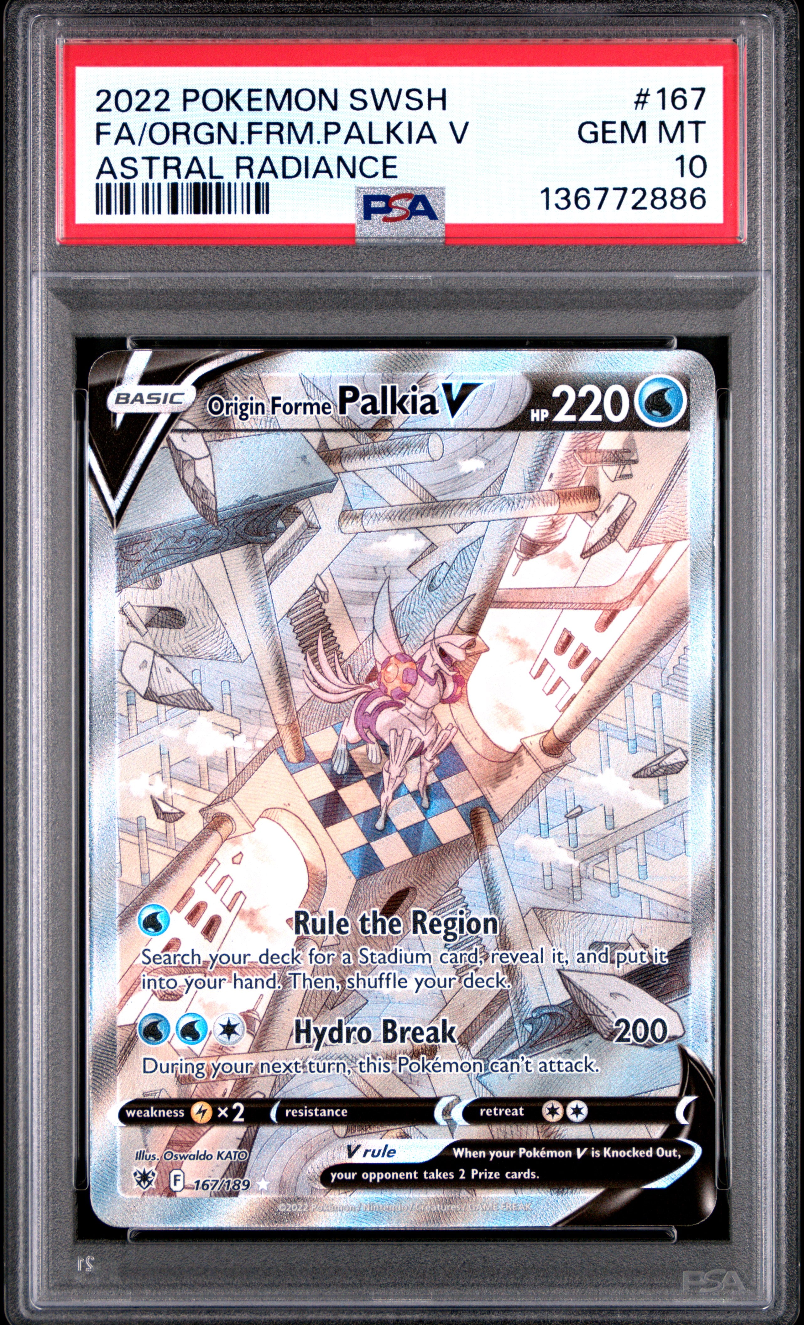 PSA 10 Full Art/origin Forme Palkia V #167 · Astral Radiance · 2022 — front