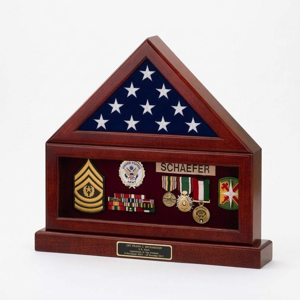 Flag and Pedestal Display Cases, Burial/Funeral Flag Display Case - 5' x 9.5' flag