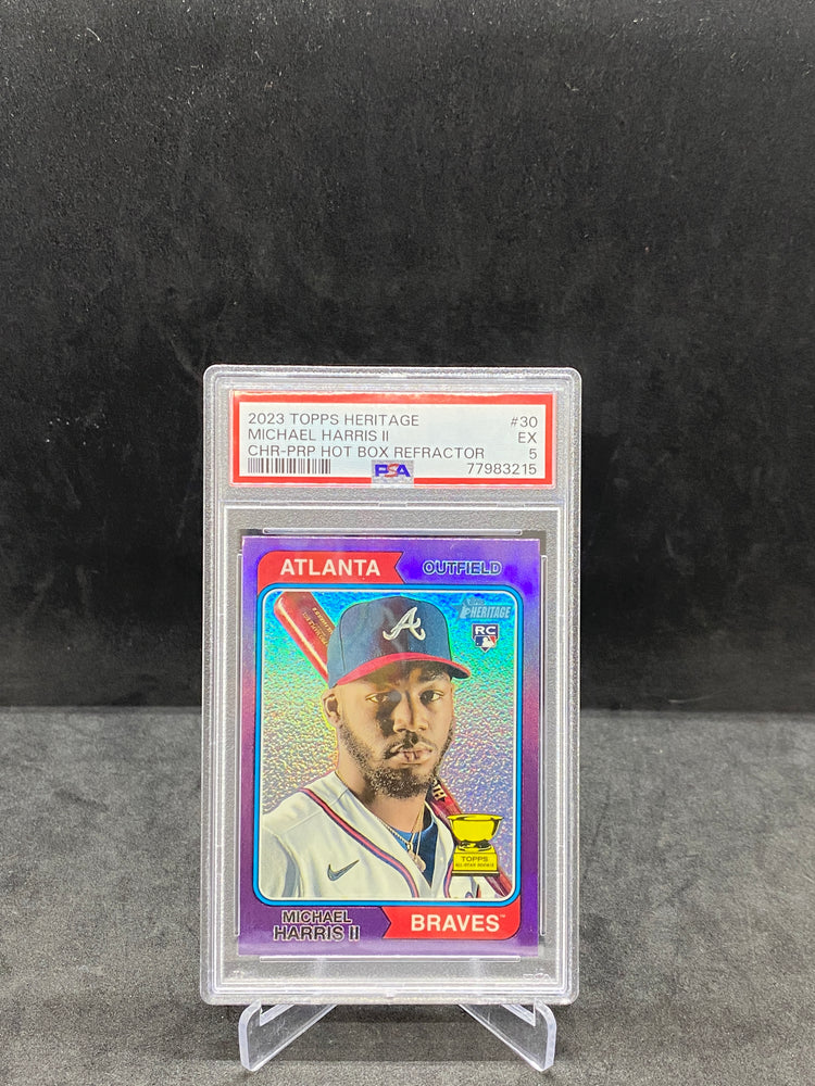 2023 Topps Heritage CHR-PRP Hot Box Refractor Micheal Harris II PSA 5