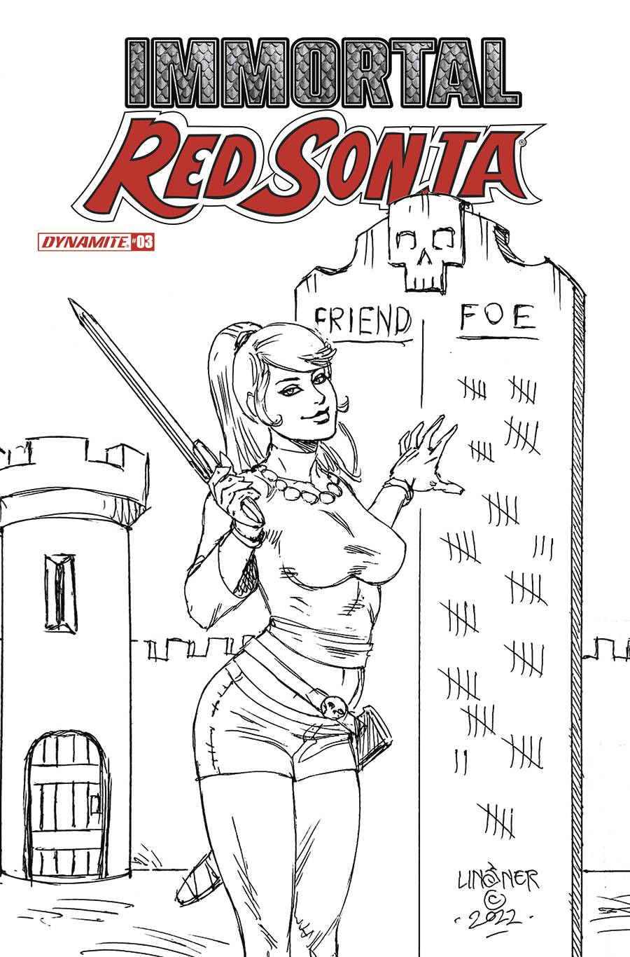 Immortal Red Sonja #3 G 1:15 Jospeh Michael Linsner B&W Variant (06/15/2022) Dynamite