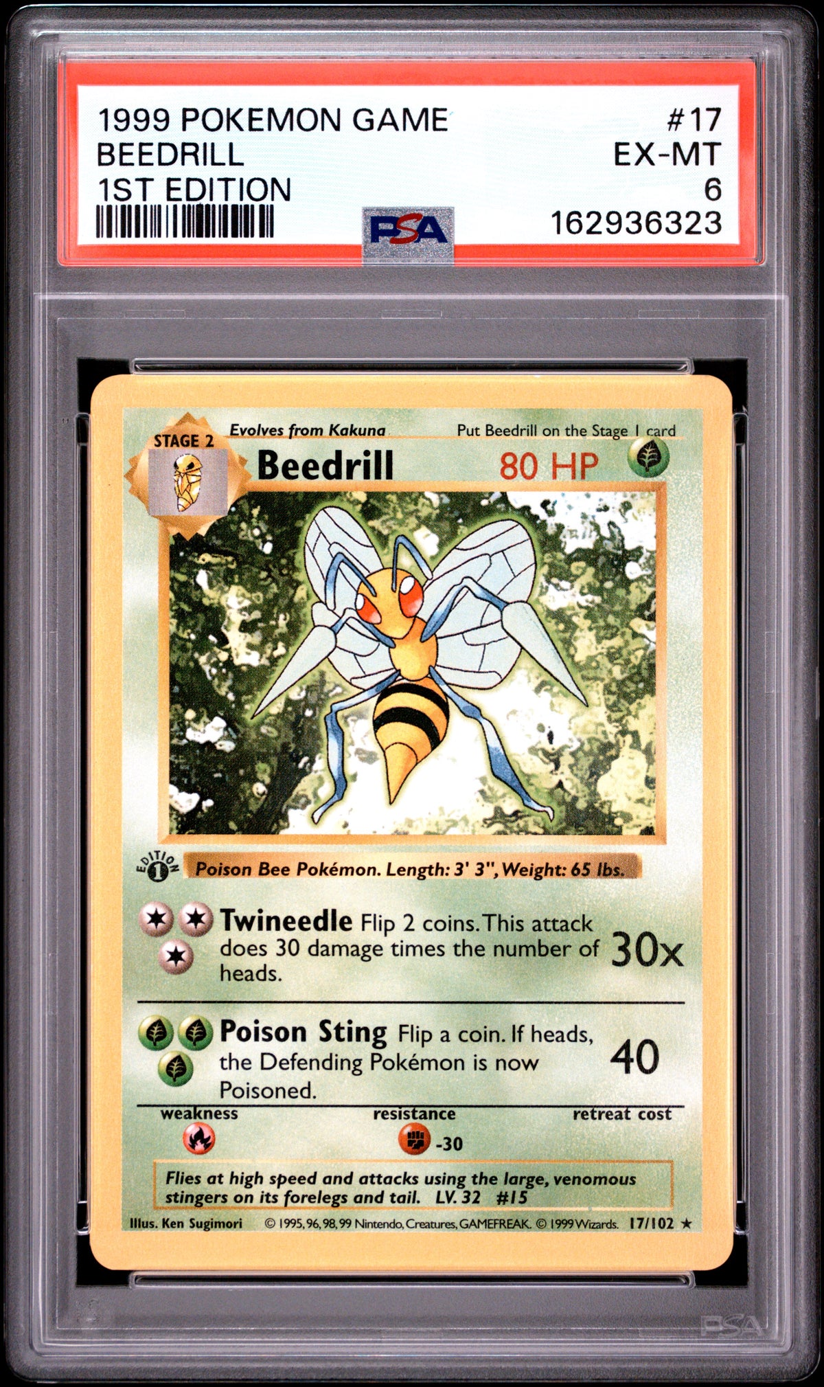 PSA 6 Beedrill 1st Edition #17 · Base Set · 1999 — front