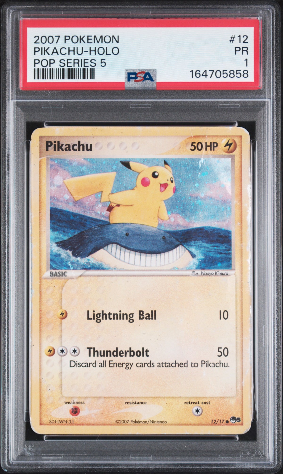 PSA 1 #12 Pikachu (Holo Pop Series 5) #5 · Pop Series · 2007 — front