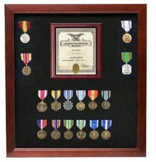 Military Certificate Medal Display Case - Cherry
