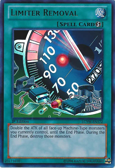 1st Edition, Legendary Collection 3: Yugi's World, Quick Play Spell, Spell, Ultra Rare, Unlimited Limiter Removal [LCYW-EN172] Ultra Rare - Trading Card World