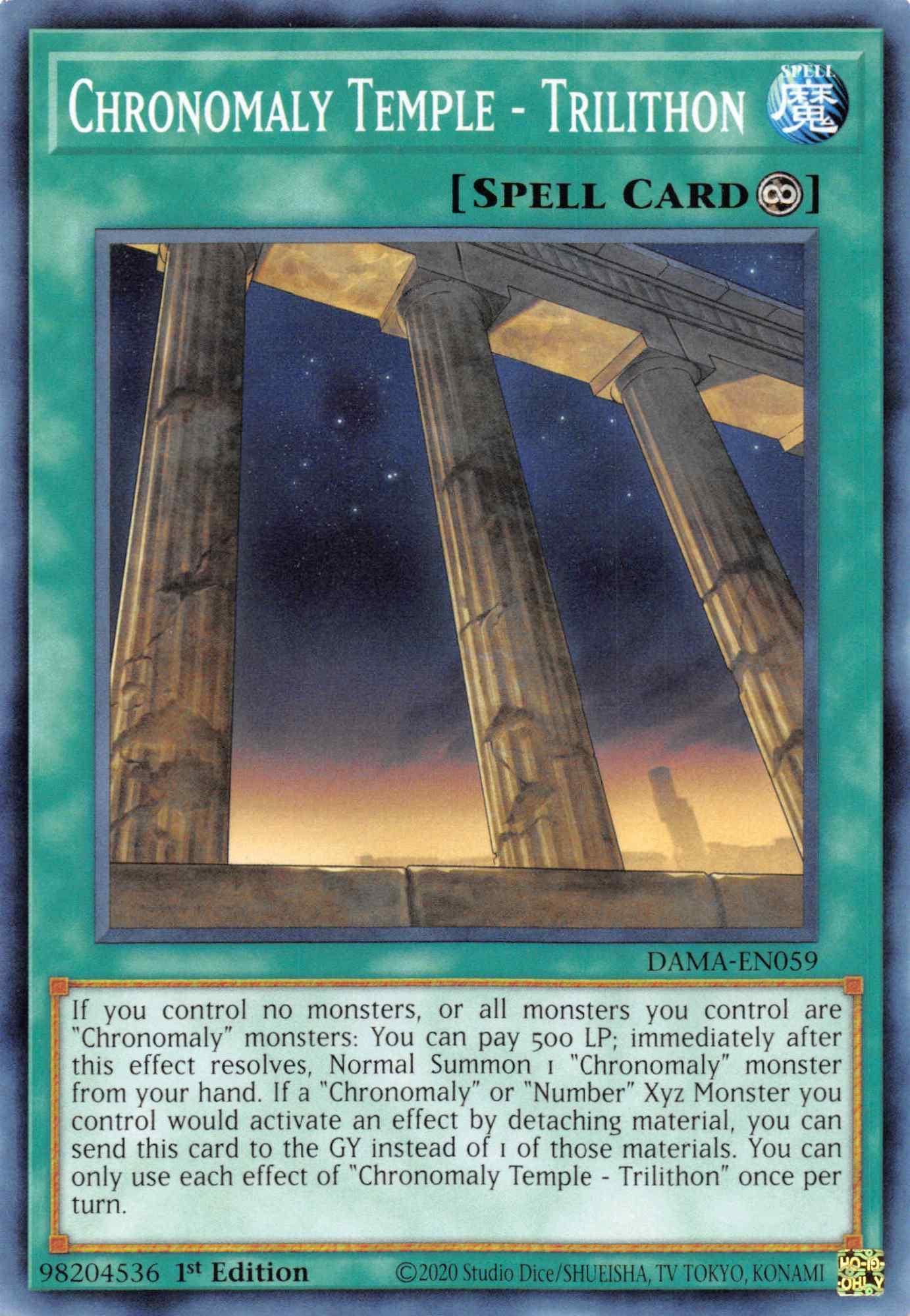 1st Edition, Common, Continuous Spell, Dawn of Majesty, Spell Chronomaly Temple - Trilithon [DAMA-EN059] Common - Trading Card World
