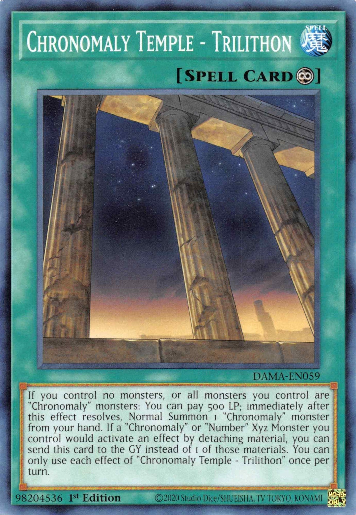 1st Edition, Common, Continuous Spell, Dawn of Majesty, Spell Chronomaly Temple - Trilithon [DAMA-EN059] Common - Trading Card World