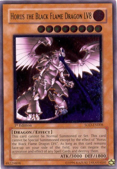 1st Edition, Dragon, Effect Monster, Fire, Soul of the Duelist, Ultimate Rare, Unlimited Horus the Black Flame Dragon LV8 [SOD-EN008] Ultimate Rare - Trading Card World