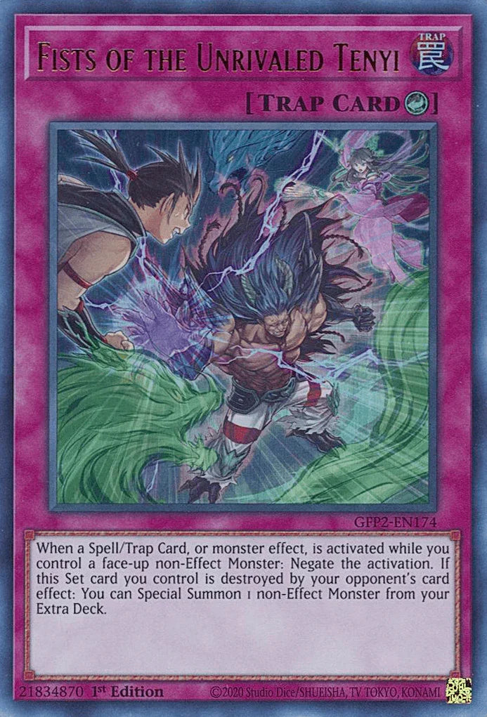 1st Edition, Counter Trap, Ghosts From the Past: The 2nd Haunting, Trap, Ultra Rare Fists of the Unrivaled Tenyi [GFP2-EN174] Ultra Rare - Trading Card World