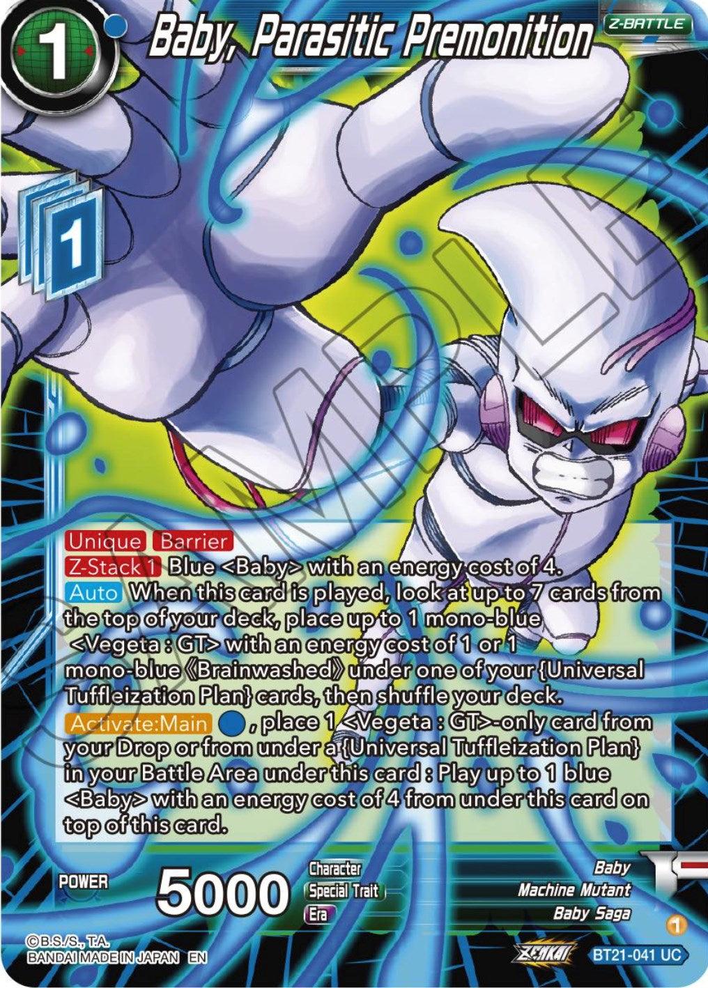 Baby, Baby Saga, Blue, BT21-041, Machine Mutant, Normal, Parallel Foil, Uncommon, Wild Resurgence, Z-Battle Baby, Parasitic Premonition (BT21-041) [Wild Resurgence] - Trading Card World