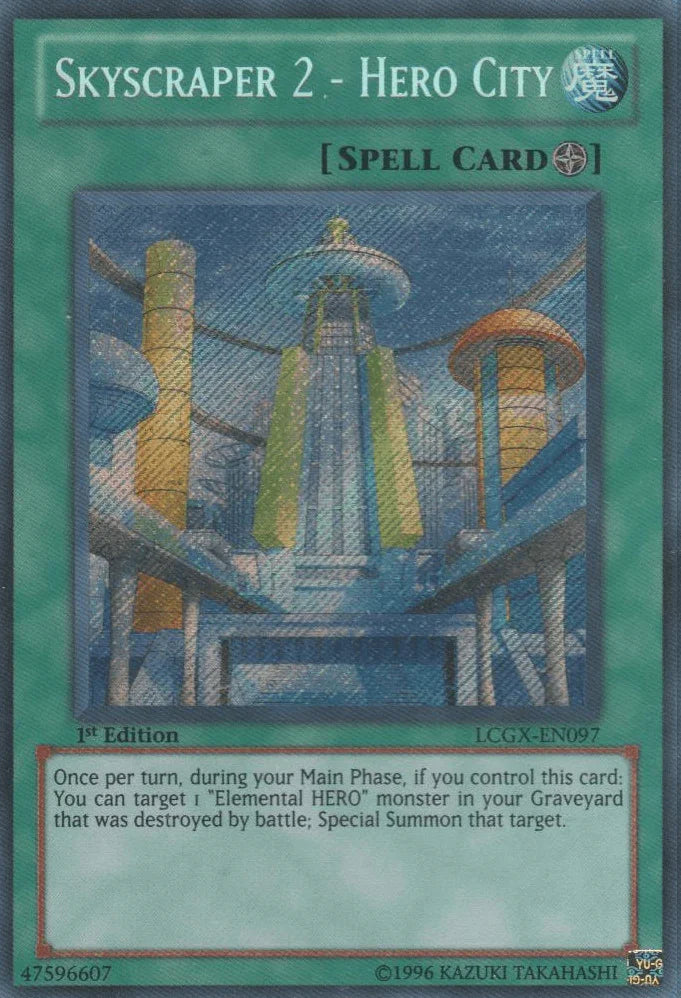 1st Edition, Field Spell, Legendary Collection 2, Secret Rare, Spell, Unlimited Skyscraper 2 - Hero City [LCGX-EN097] Secret Rare - Trading Card World