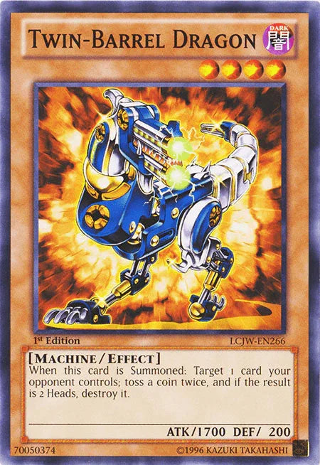 1st Edition, Common, Dark, Effect Monster, Legendary Collection 4: Joey's World, Machine Twin-Barrel Dragon [LCJW-EN266] Common - Trading Card World