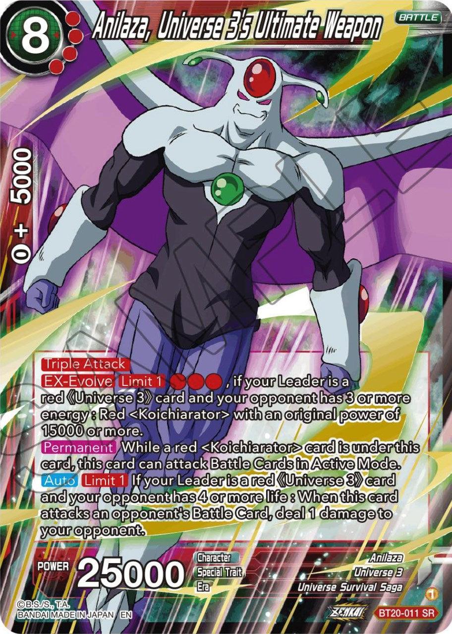 Anilaza, Battle, BT20-011, Parallel Foil, Power Absorbed, Red, Super Rare, Universe 3, Universe Survival Saga Anilaza, Universe 3's Ultimate Weapon (BT20-011) [Power Absorbed] - Trading Card World