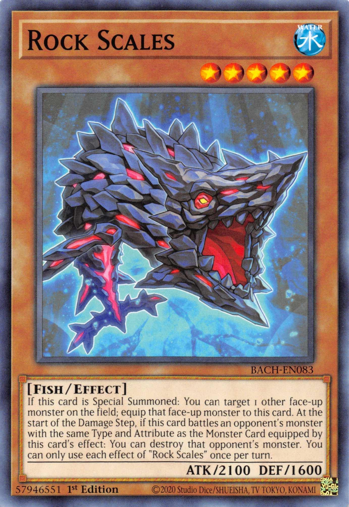 1st Edition, Battle of Chaos, Common, Effect Monster, Fish, Water Rock Scales [BACH-EN083] Common - Trading Card World